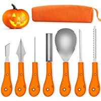 Fenvella Kit de Tallado de Calabaza- 7 PCS Kit de Calabaza Halloween y Herramientas de Acero Inoxidable Profesional para…